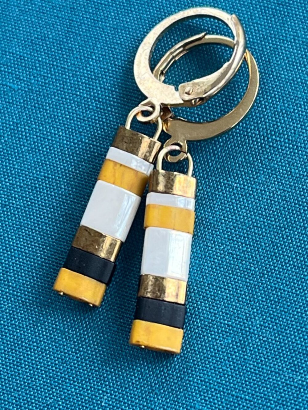 Tila Bead Earrings | Yellow, White, Black, Bronze | Minimalist Dangle